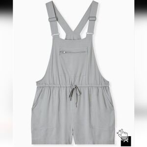 Torrid 2X Gray Twill Short Overalls Military Overall Romper